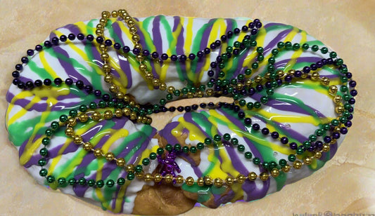 Mardi Gras King Cake, (Round or Oval Shape)