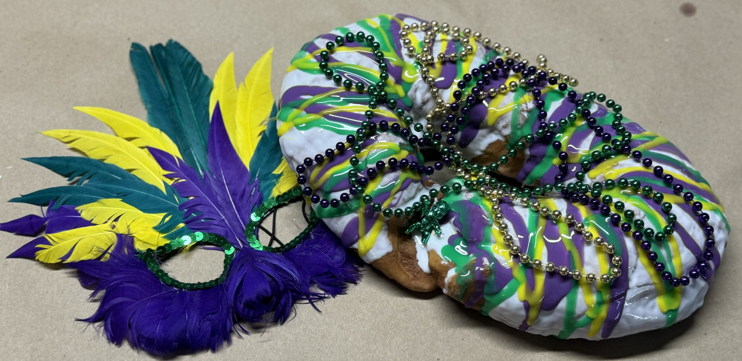 Mardi Gras King Cake, (Round or Oval Shape)